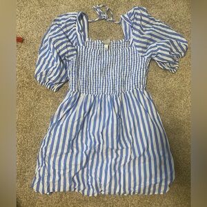 Blue striped casual dress